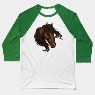 Horse Head - Brown Snip Baseball T-Shirt